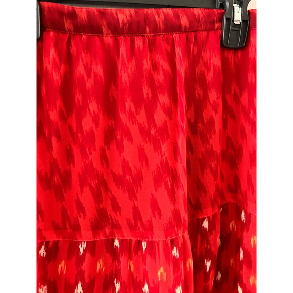 JM Collection Womens Tiered Maxi Skirt Size 12 Red Aztec Boho Southwestern - Picture 4 of 5